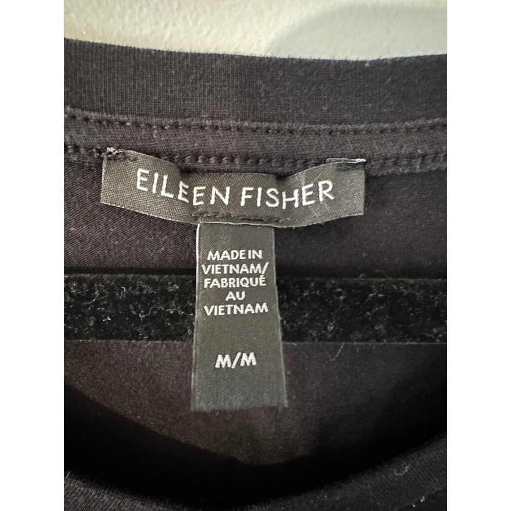 EILEEN FISHER Black V Neck Sleeveless Midi Dress M/M Resortwear Vacation - Picture 2 of 4
